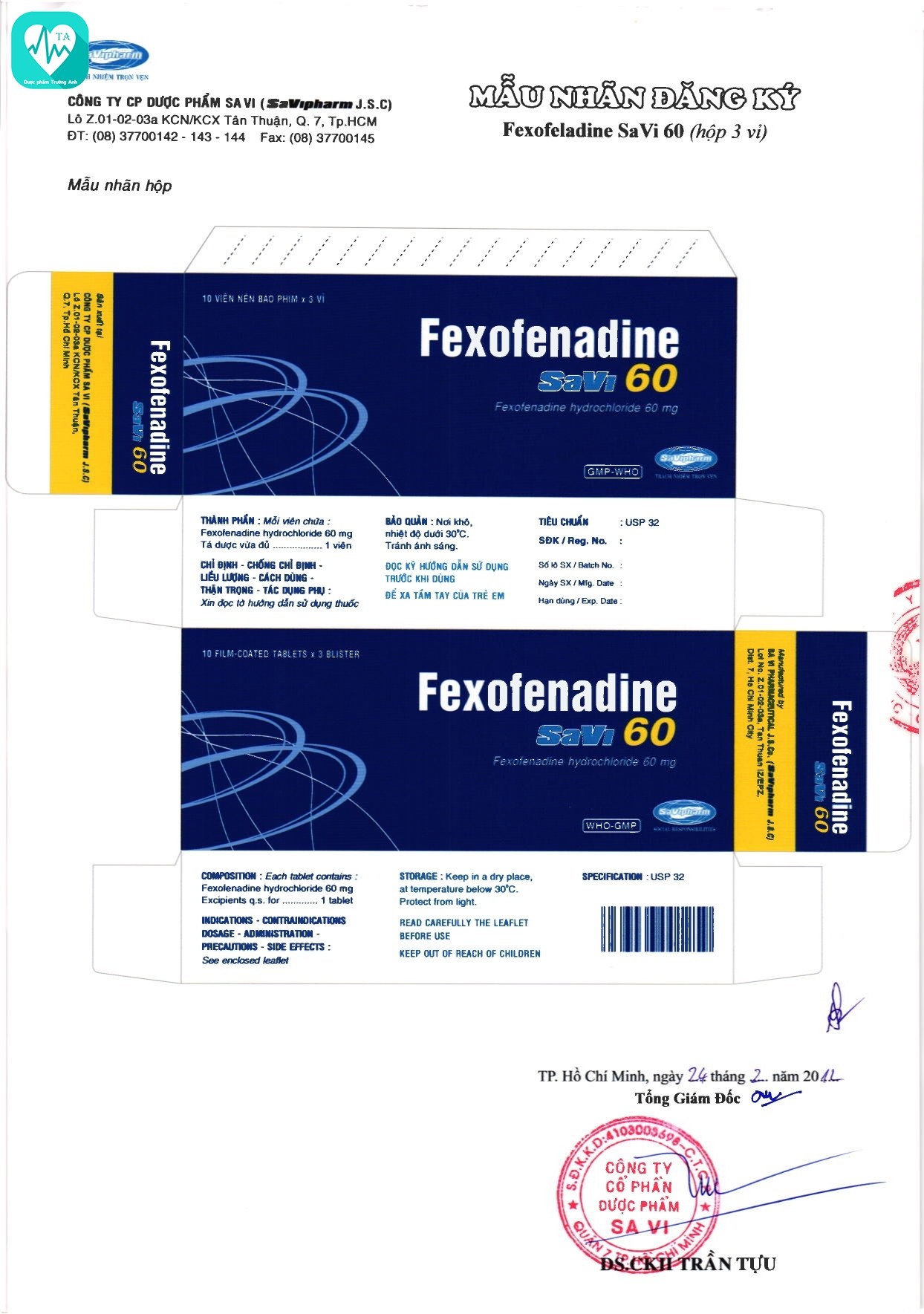Fexofenadine savi 60 - Thuốc điều trị viêm mũi dị ứng hiệu quả của Savi