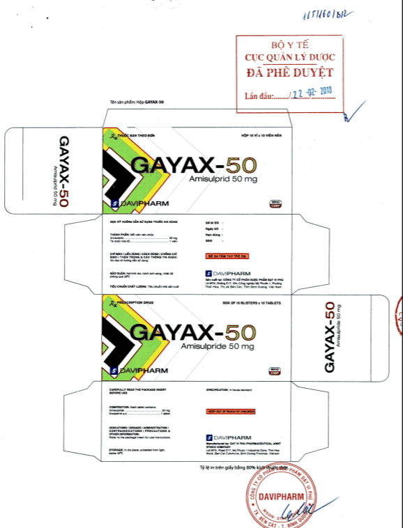 Gayax 50 - Thuốc điều trị tâm thần phân liệt của Davipharm